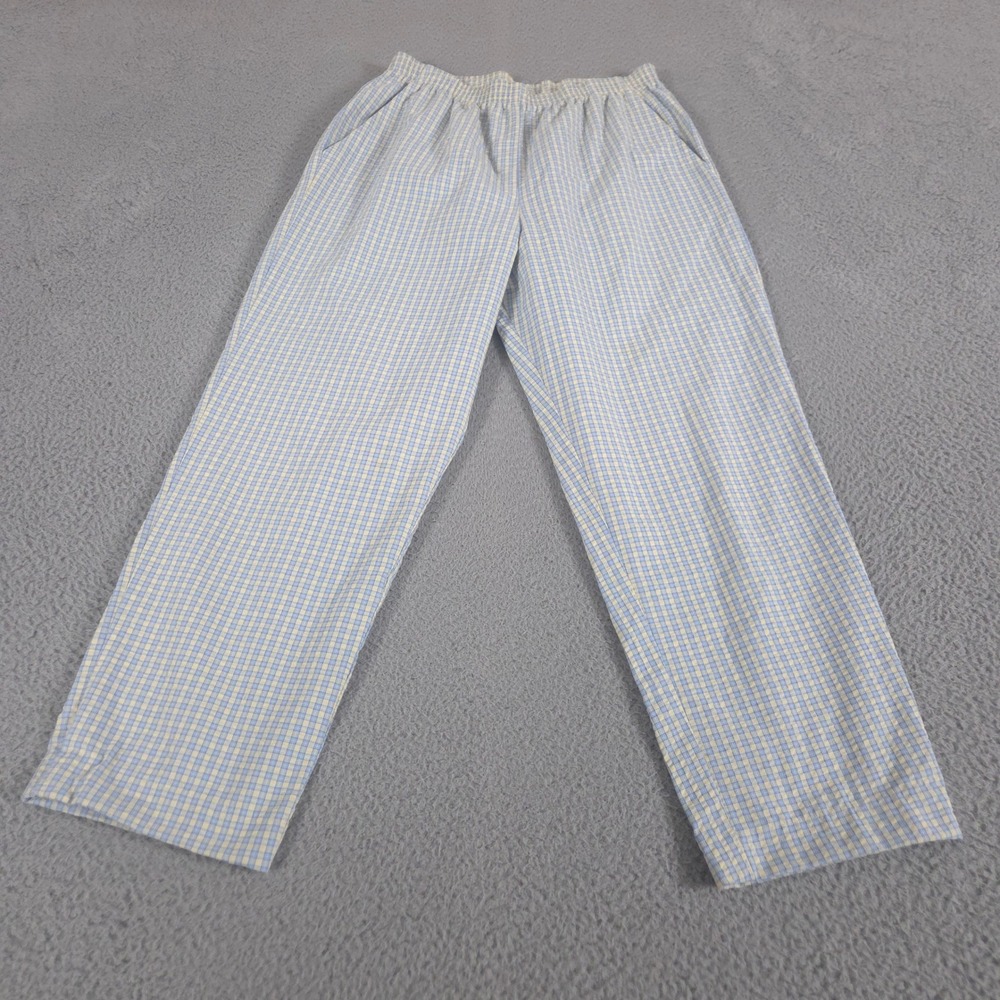 VINTAGE Jantzen Classics Pants Womens 14 Blue Yellow Seersucker Gingham 90s